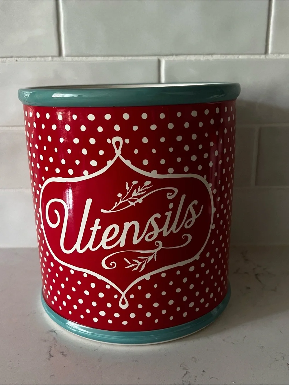 Pioneer Woman Polka Dot Utensil Canister